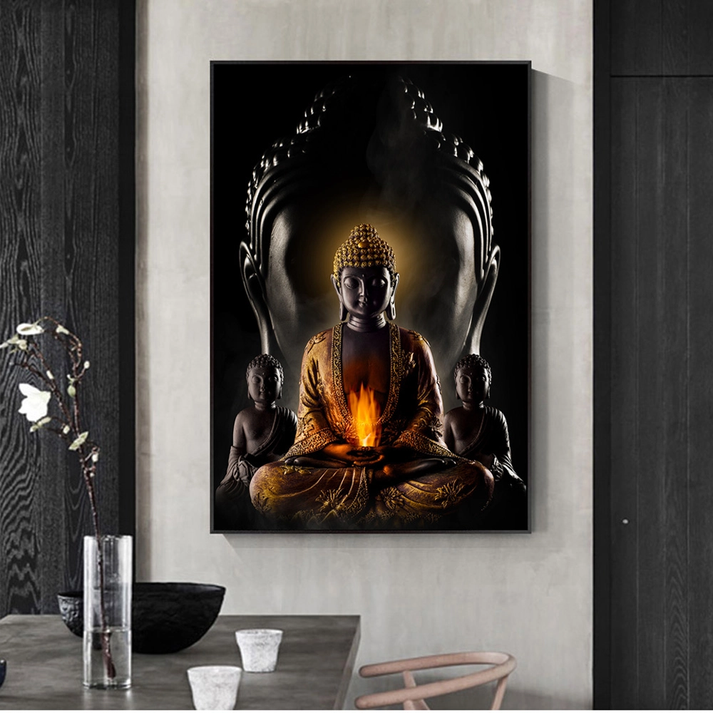 Pech Het beste Motiveren Schilderij afbeelding van zwarte Boeddha - Canvas afdrukken • Tabloide NL