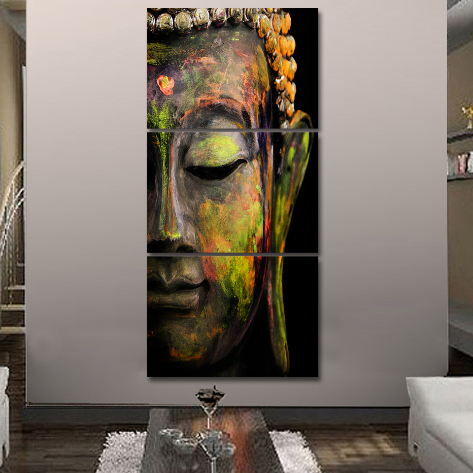 Tableau demi tête de bouddha multicolore Tableau Bouddha Tableau Zen
