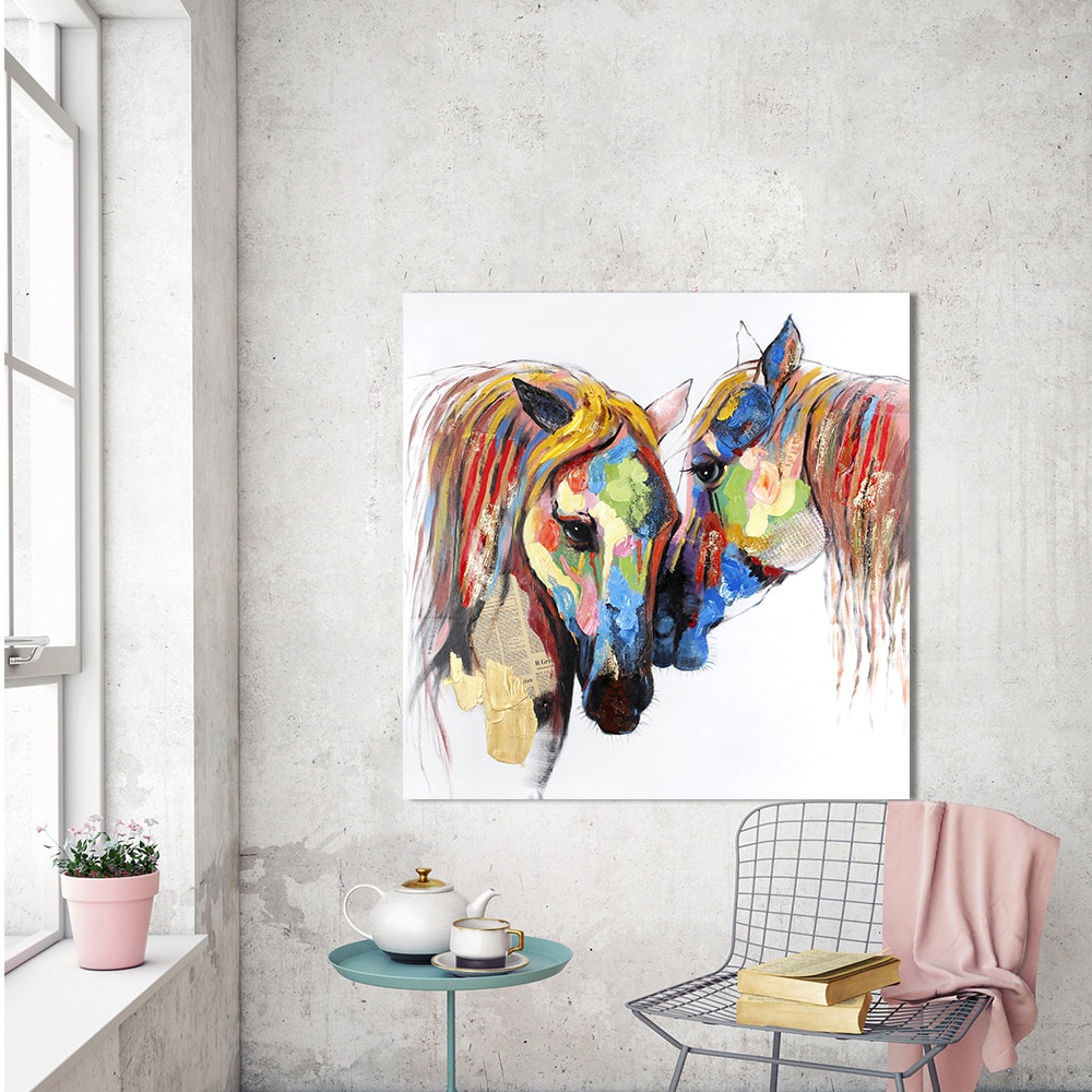 Tableau peinture abstraite chevaux