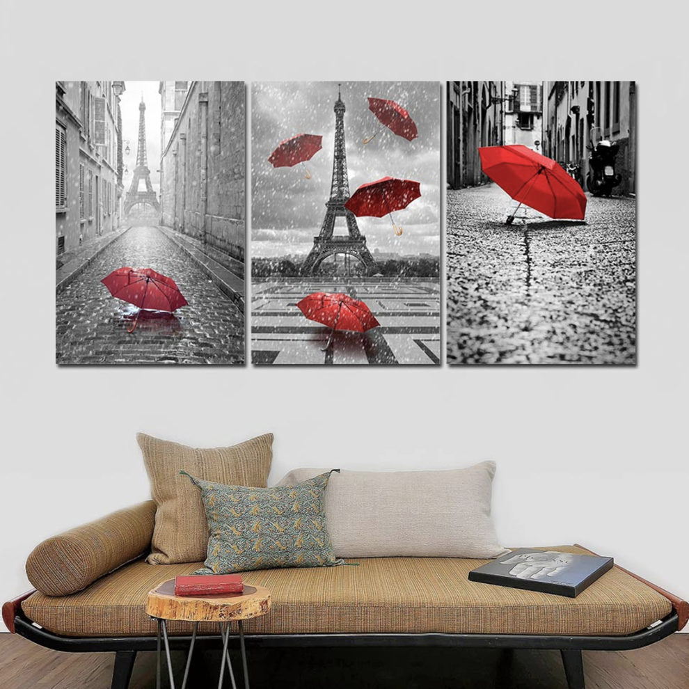 Paris et parapluies Tableau Paris Tableau Ville Tableau Vintage