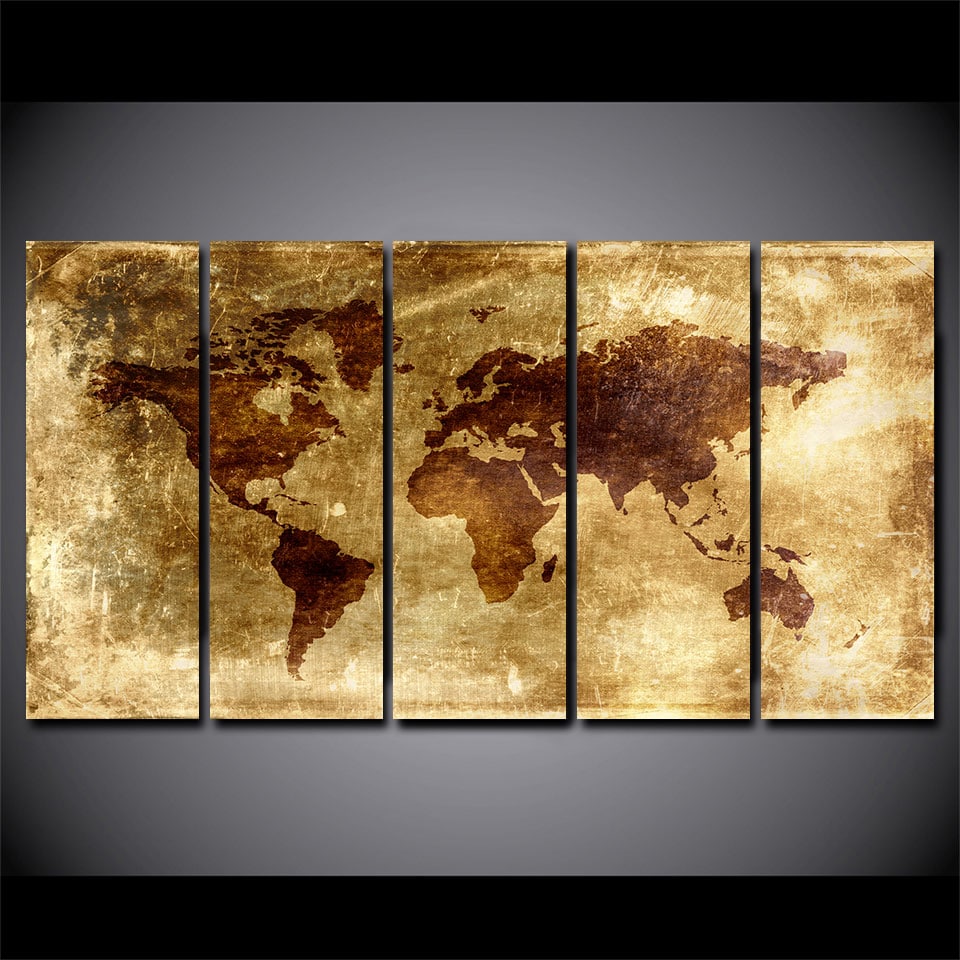 Tableau carte du monde ambré