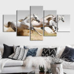 Tableau course de chevaux blancs Tableau Cheval Tableau Animaux