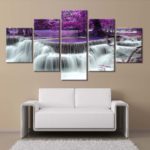 Tableau cascade et paysage violet