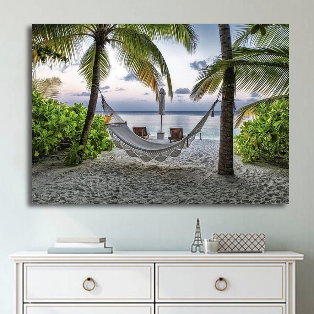 Tableau hamac sur la plage