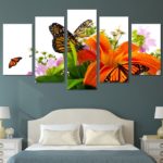 Tableau papillons et fleurs de lys