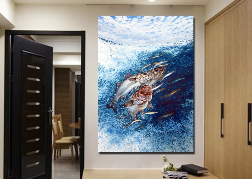 Tableau poissons dans l’océan