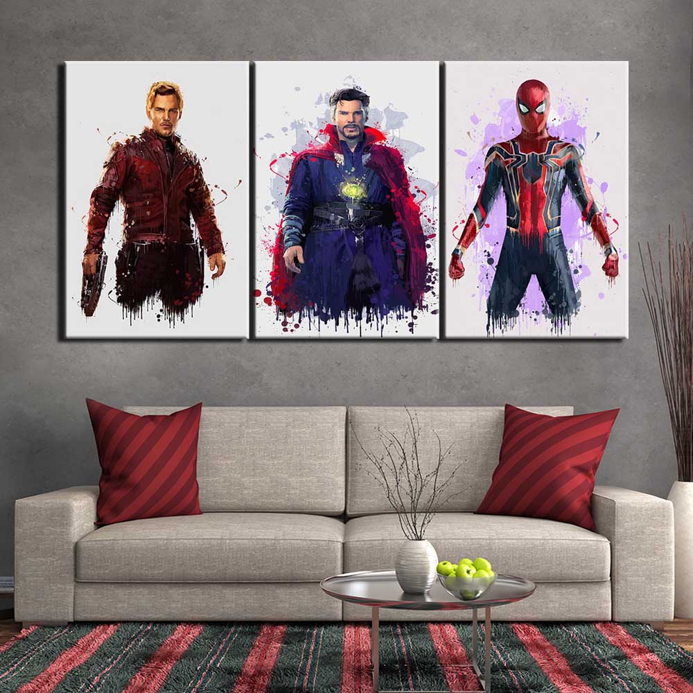 Tableau Star-Lord, Docteur Strange et SpiderMan