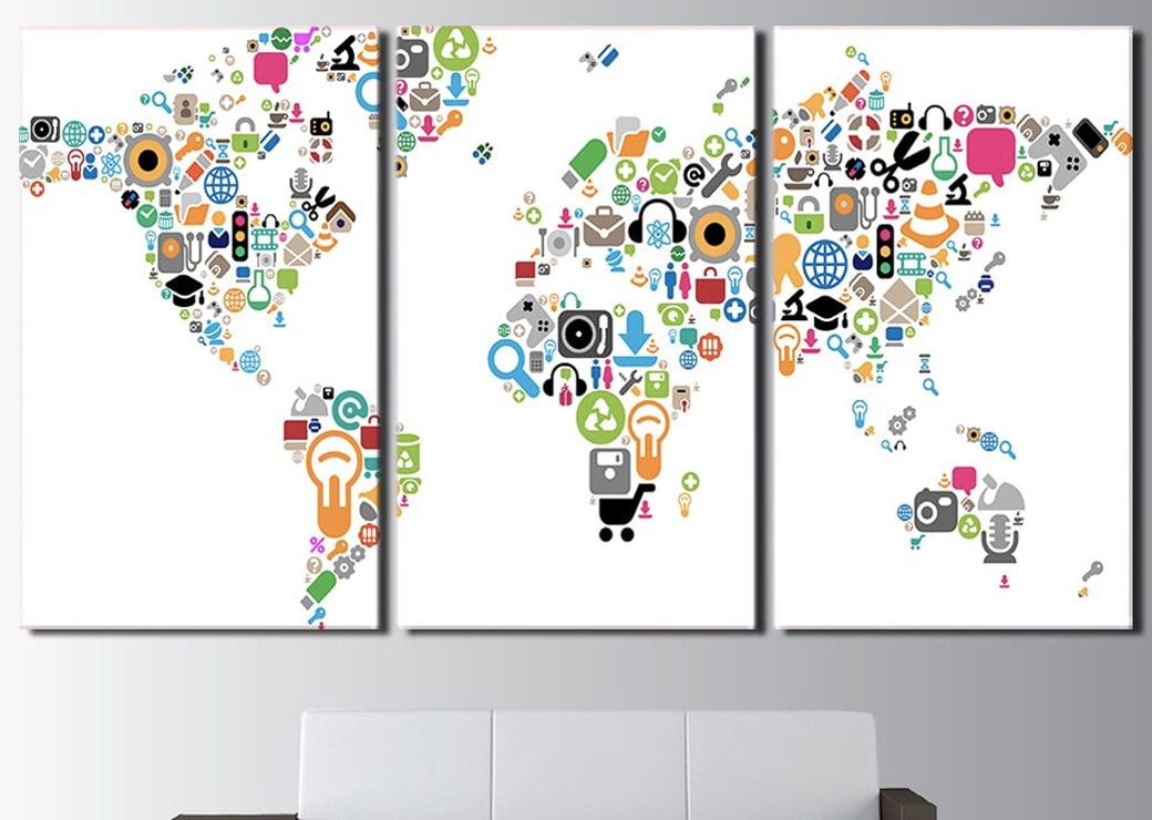 Tableau carte du monde logos