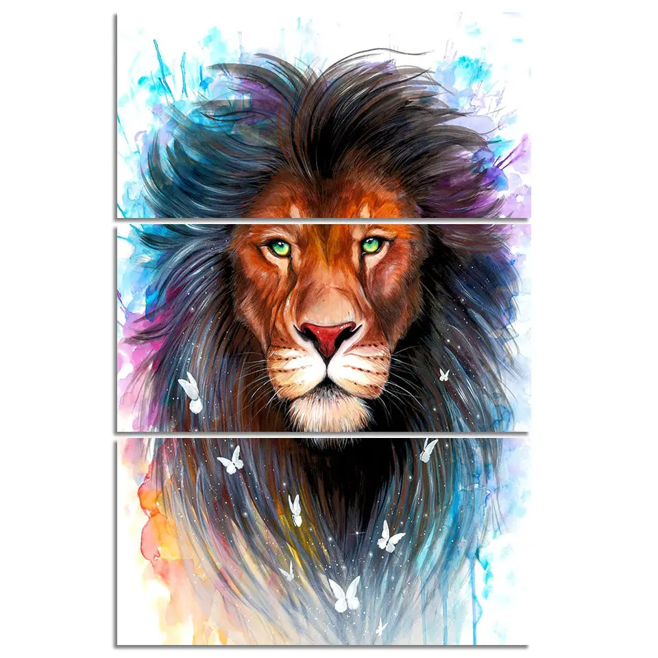 Tableau lion aux couleurs vives