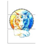 Tableau lion ying soleil et yang lune