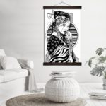 Tableau Geisha noir et blanc