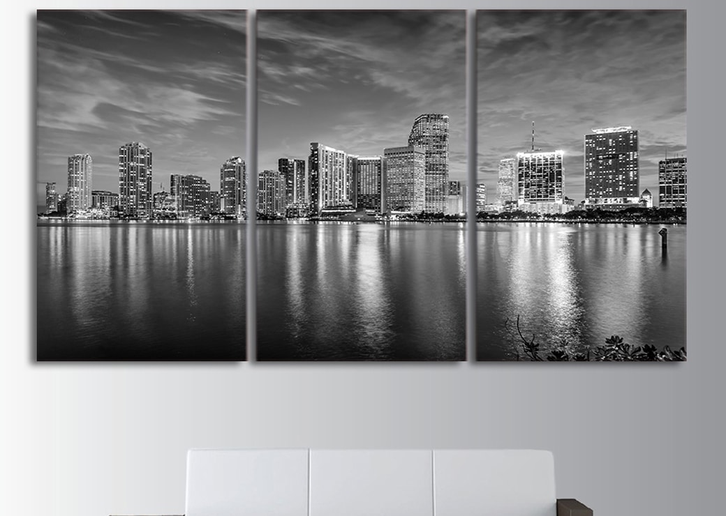 Tableau Miami noir et blanc