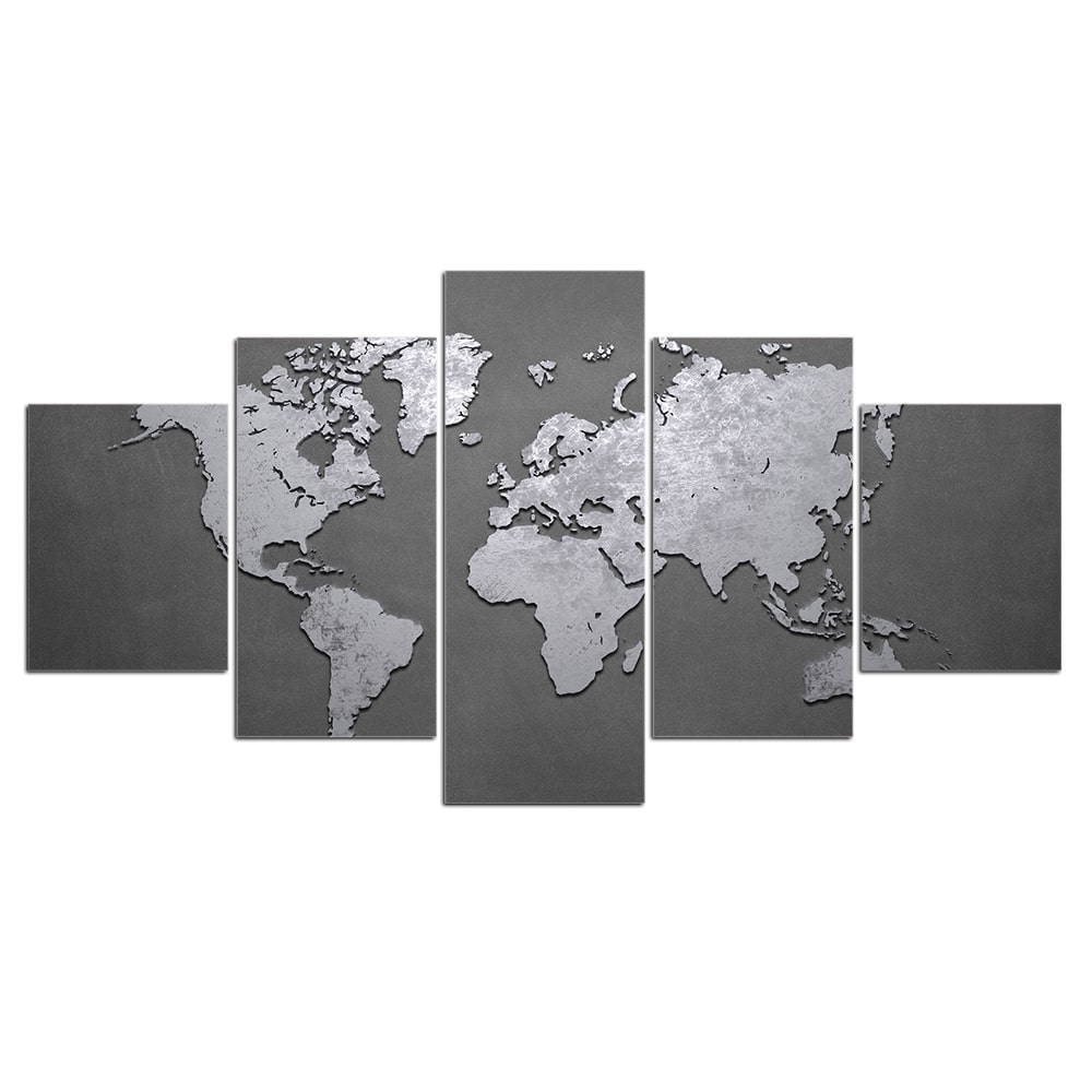 Tableau carte du monde argenté