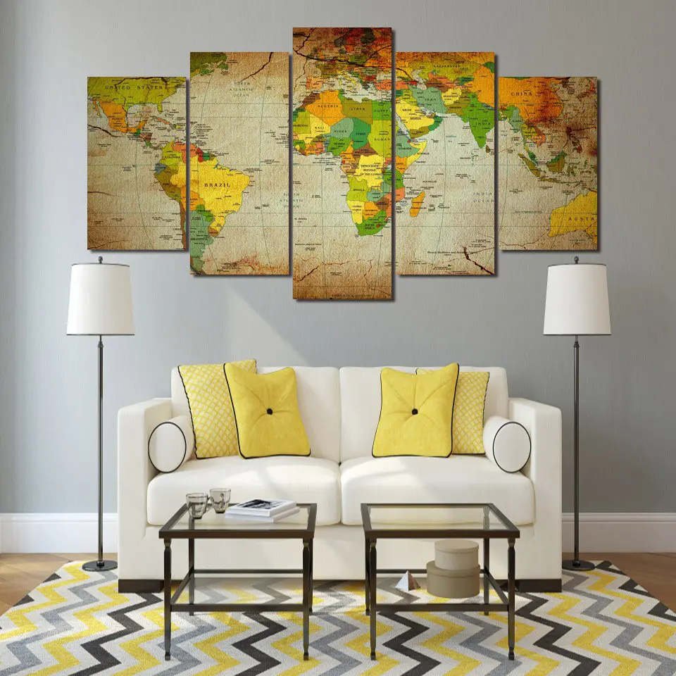 Tableau carte du monde et pays