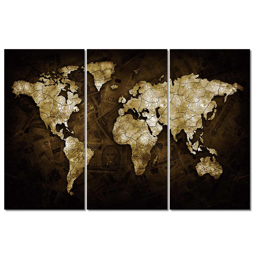 Tableau carte du monde marron