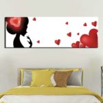 Tableau silhouette de femme et coeurs