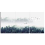 Tableau triptyque montagne dans le brouillard Tableau Montagne Tableau Nature Tableau Paysage