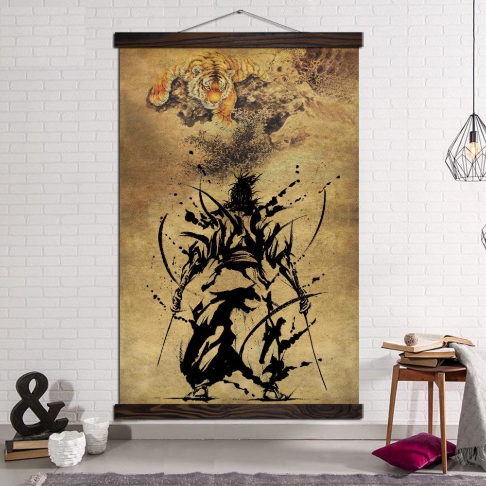 Tableau Tigre et samouraï Tableau Japonais Tableau Monde
