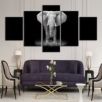 Tableau éléphant sur fond noir