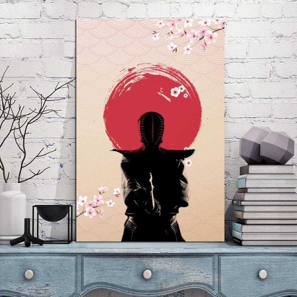 Tableau silhouette de samouraï au soleil levant Tableau Japonais Tableau Monde