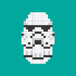 Tableau casque Stormtrooper en pixel art