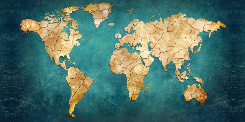 Tableau Carte du monde Vintage bleue