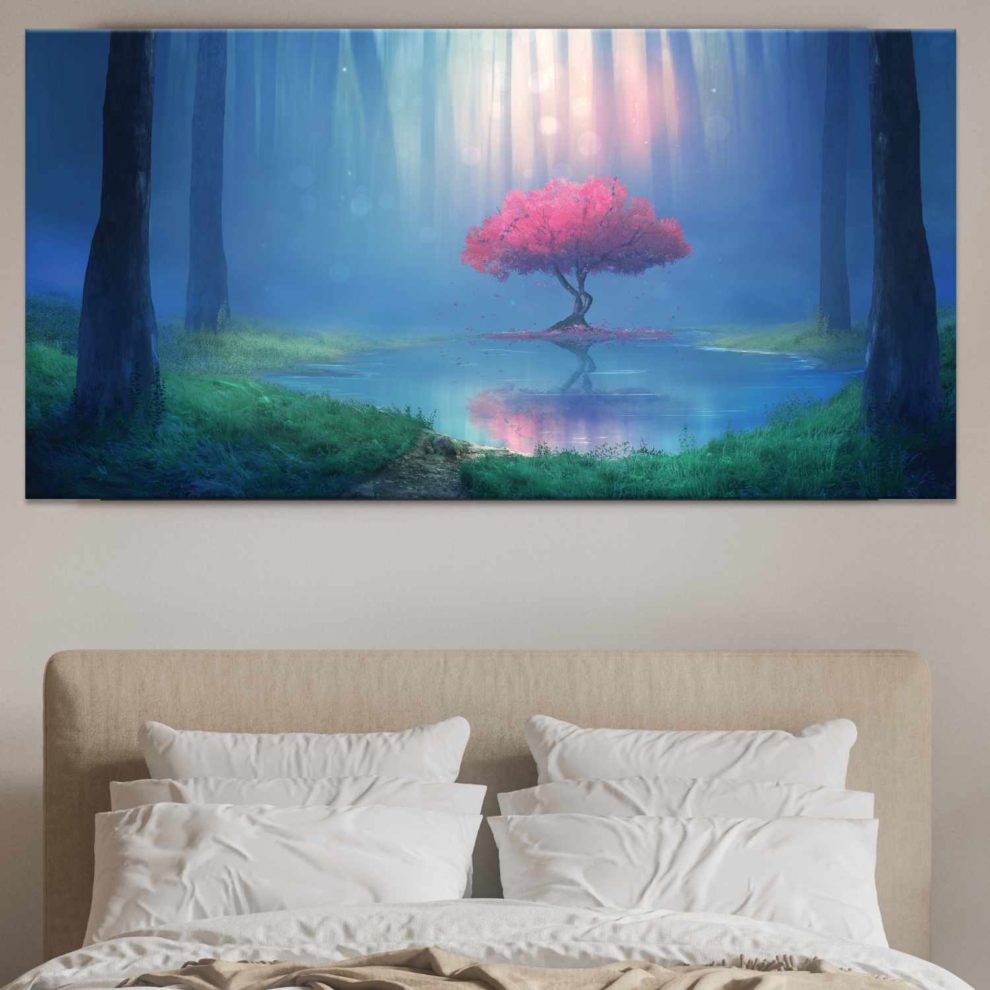 Tableau Arbre rose dans une forêt