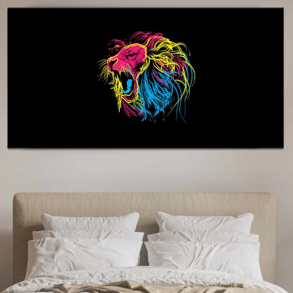 Tableau Dessin Abstrait Lion Rugissant