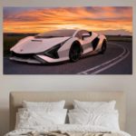 Tableau Lamborghini Sian au coucher du soleil