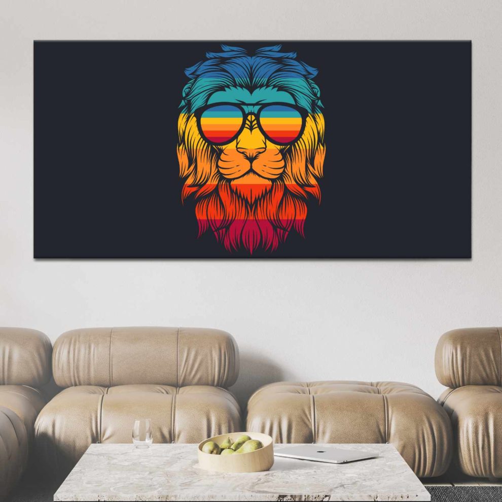 Tableau Lion Cool Retro