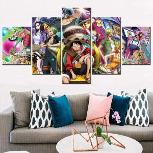 Tableau en 5 parties des héros mangas japonais